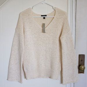 JCrew Cream Flared Bell Sleeve Sweater